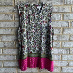 J. Jill Sleeveless Floral Print Pullover Blouse Women's Size L